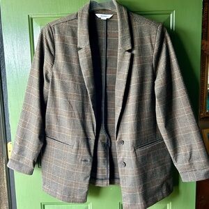 Old Navy Women’s Oversized Brown Plaid Tweed Blazer